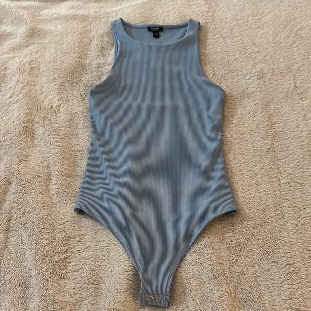 Express Blue Bodysuit with High-Cut Design